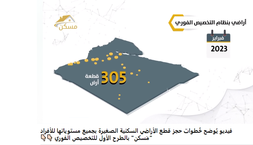 فيديو ..  خُطوات حجز قطع الأراضي السكنية الصغيرة بالطرح الأول للتخصيص الفوري